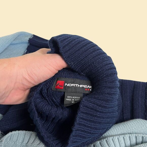 90s/Y2K turtleneck XL sweater, vintage NorthPeak dual-tone pullover sweatshirt - Picture 5 of 7